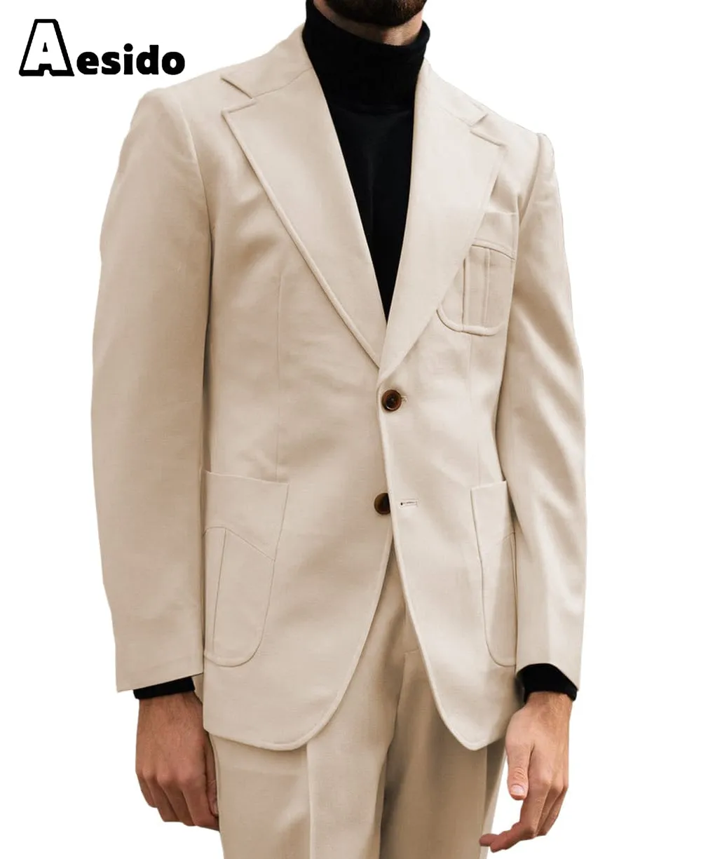 2 Piece Notch Lapel Leisure Suit For Men (Blazer Pants)