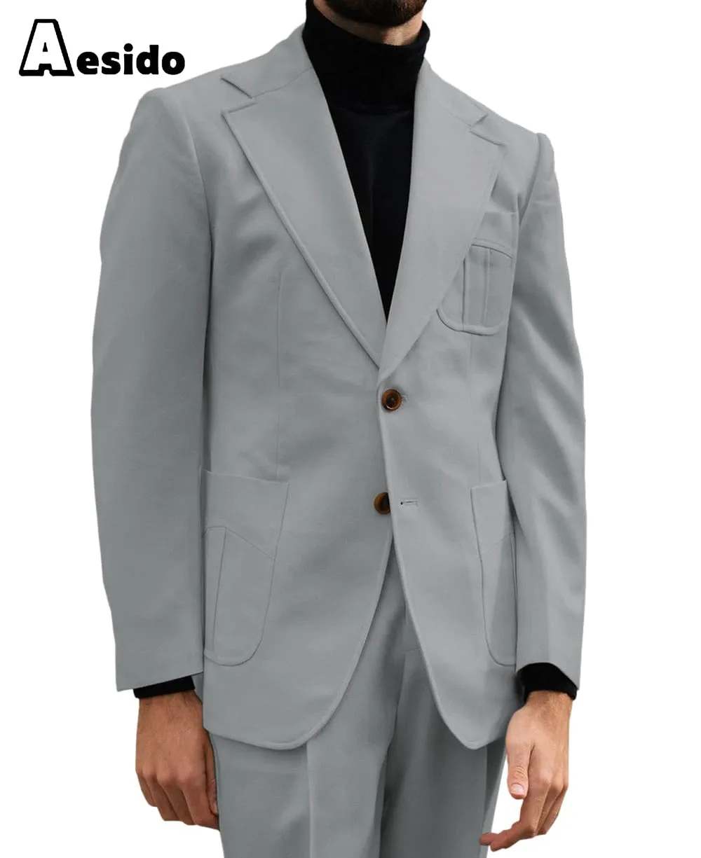 2 Piece Notch Lapel Leisure Suit For Men (Blazer Pants)