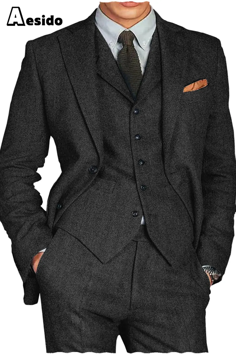 3 Piece Notch Lapel Men Suit（Blazer Vest Pants）