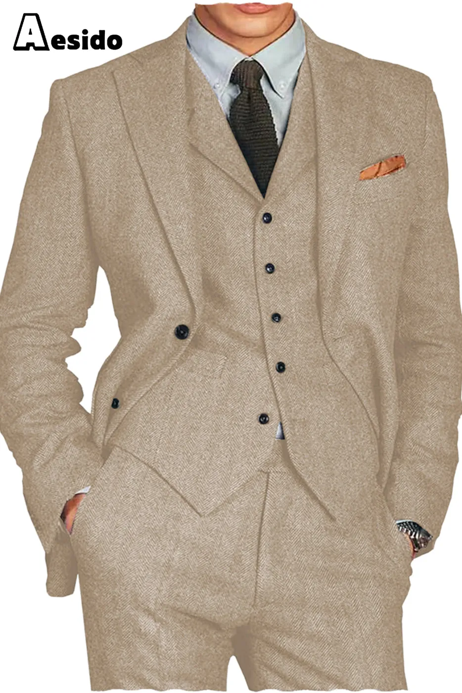 3 Piece Notch Lapel Men Suit（Blazer Vest Pants）