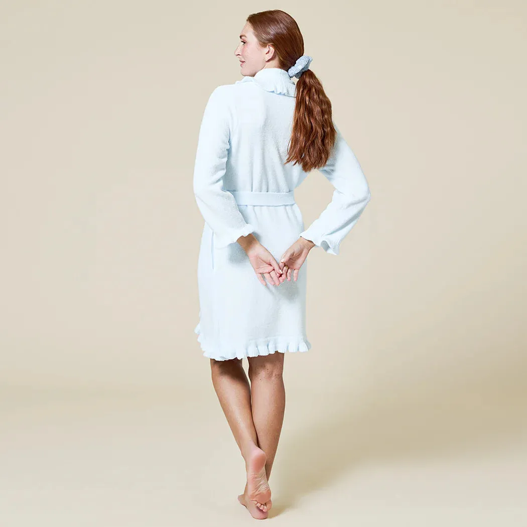 36" Ruffle Chenille Robe - Light Blue