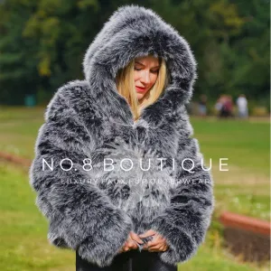 5 Row Hooded Faux Fur Jacket