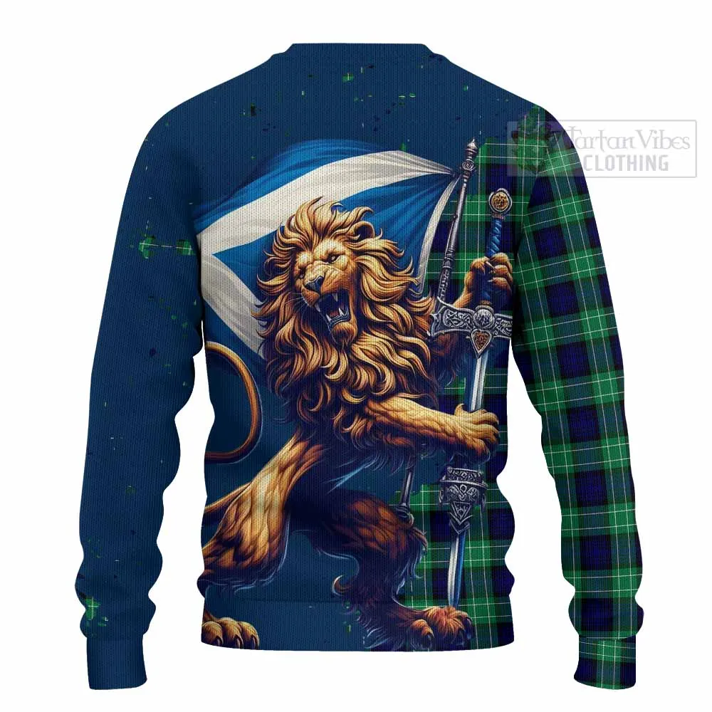 Abercrombie Tartan Family Crest Knitted Sweater with Scottish Majestic Lion