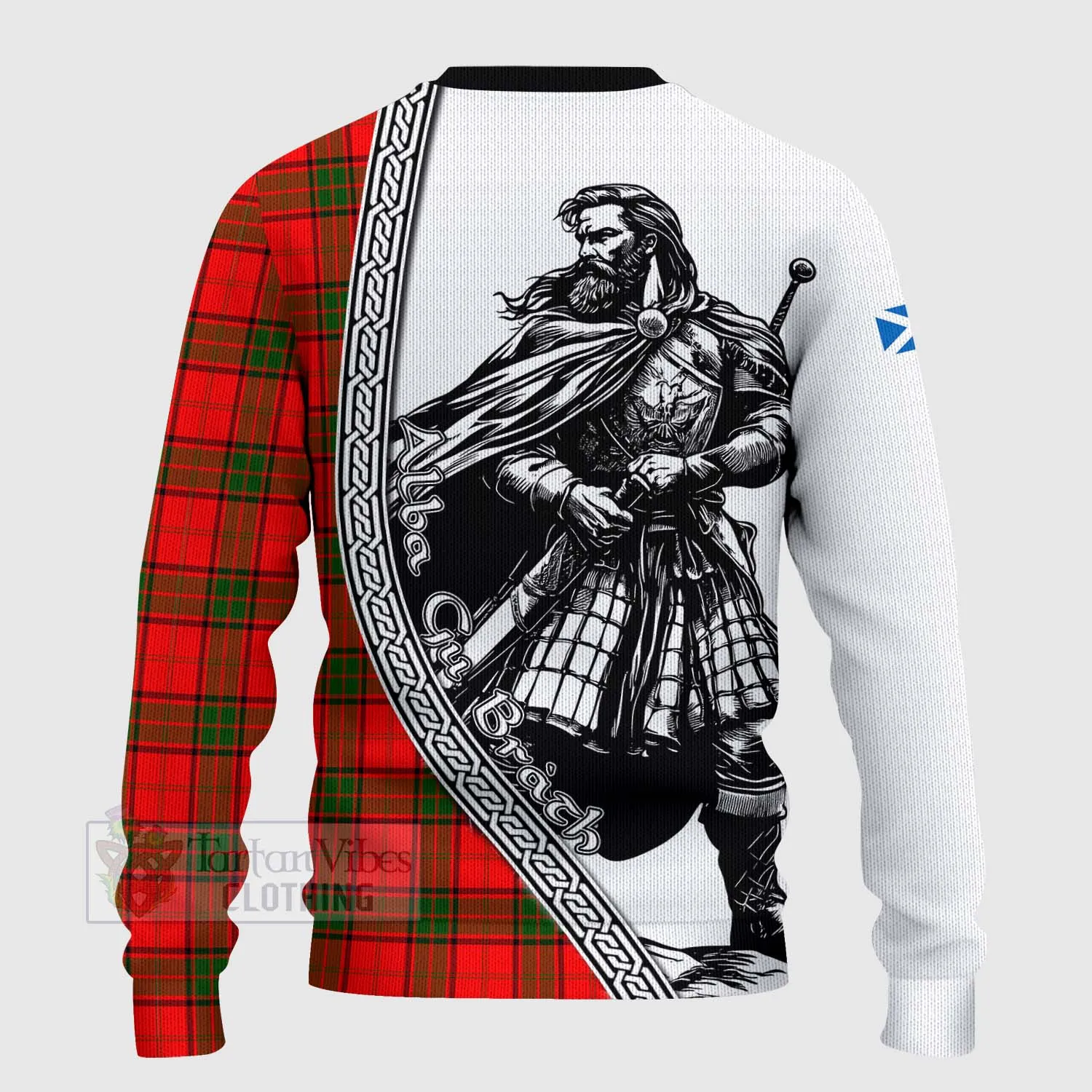 Adair Tartan Clan Crest Knitted Sweater with Highlander Warrior Celtic Style