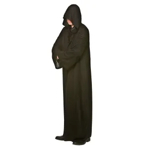 Adults Long Black Hooded Jedi Robe Halloween Accessory