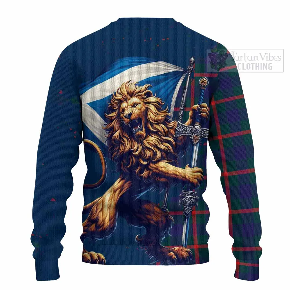 Agnew Tartan Family Crest Knitted Sweater with Scottish Majestic Lion