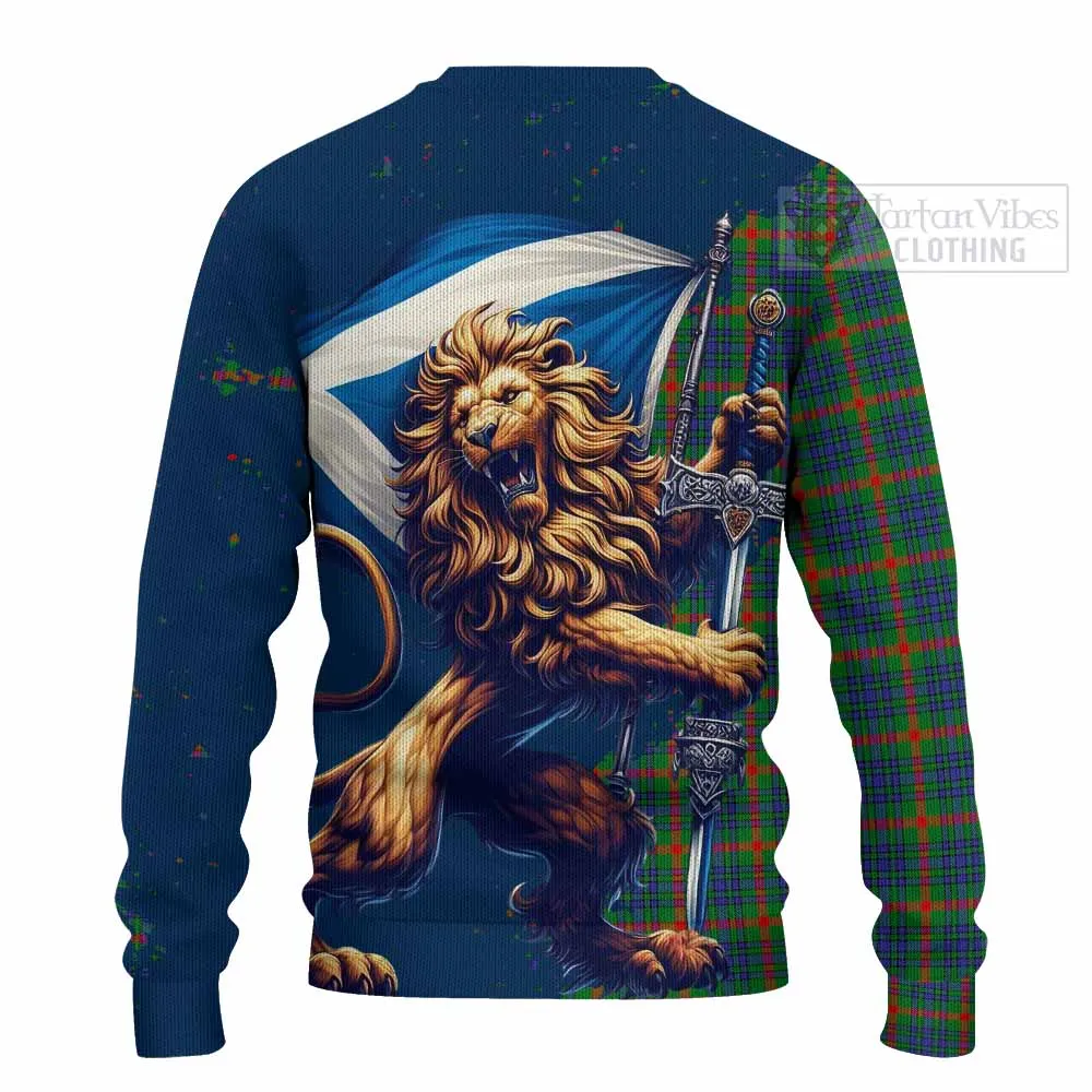 Aiton Tartan Family Crest Knitted Sweater with Scottish Majestic Lion