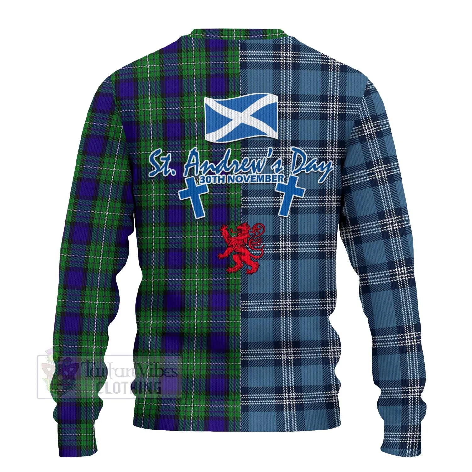 Alexander Tartan Knitted Sweater Happy St. Andrew's Day Half Tartan Style