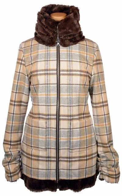 Bardot Coat, Reversible - Wool Plaid with Assorted Faux Fur (All Colors: One Small Left!)