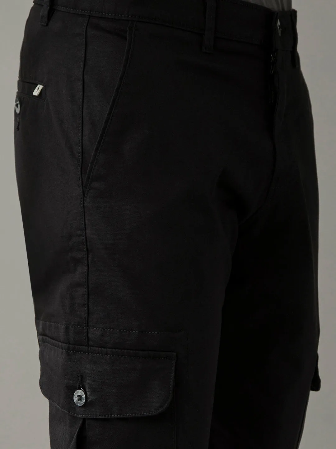 Black Cotton Cargo Pants