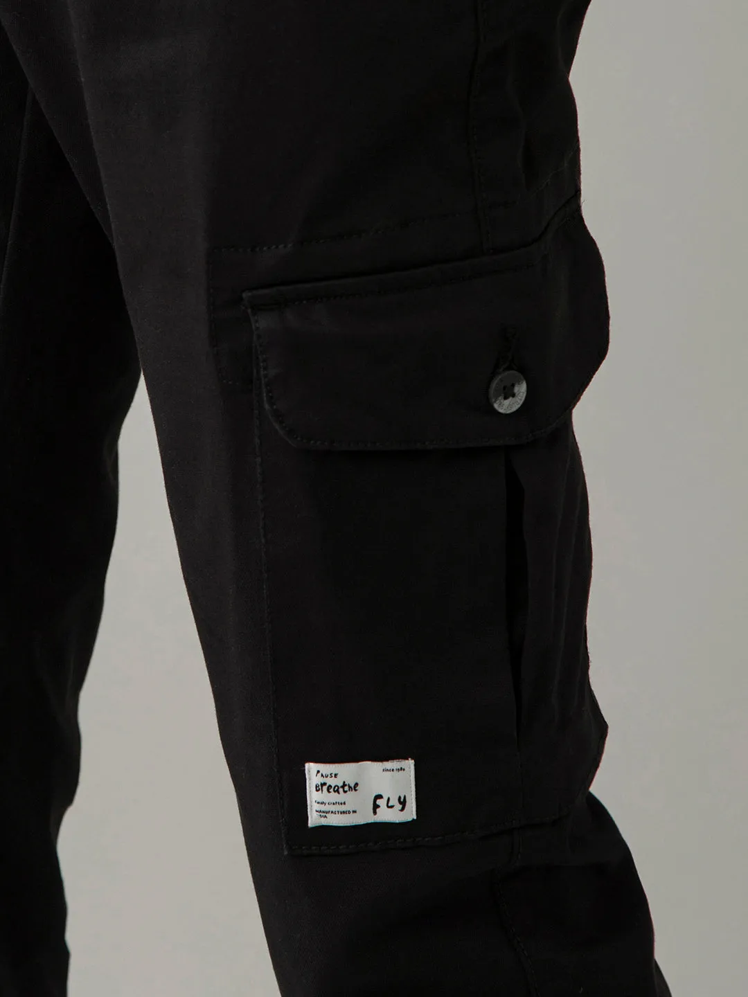 Black Cotton Cargo Pants