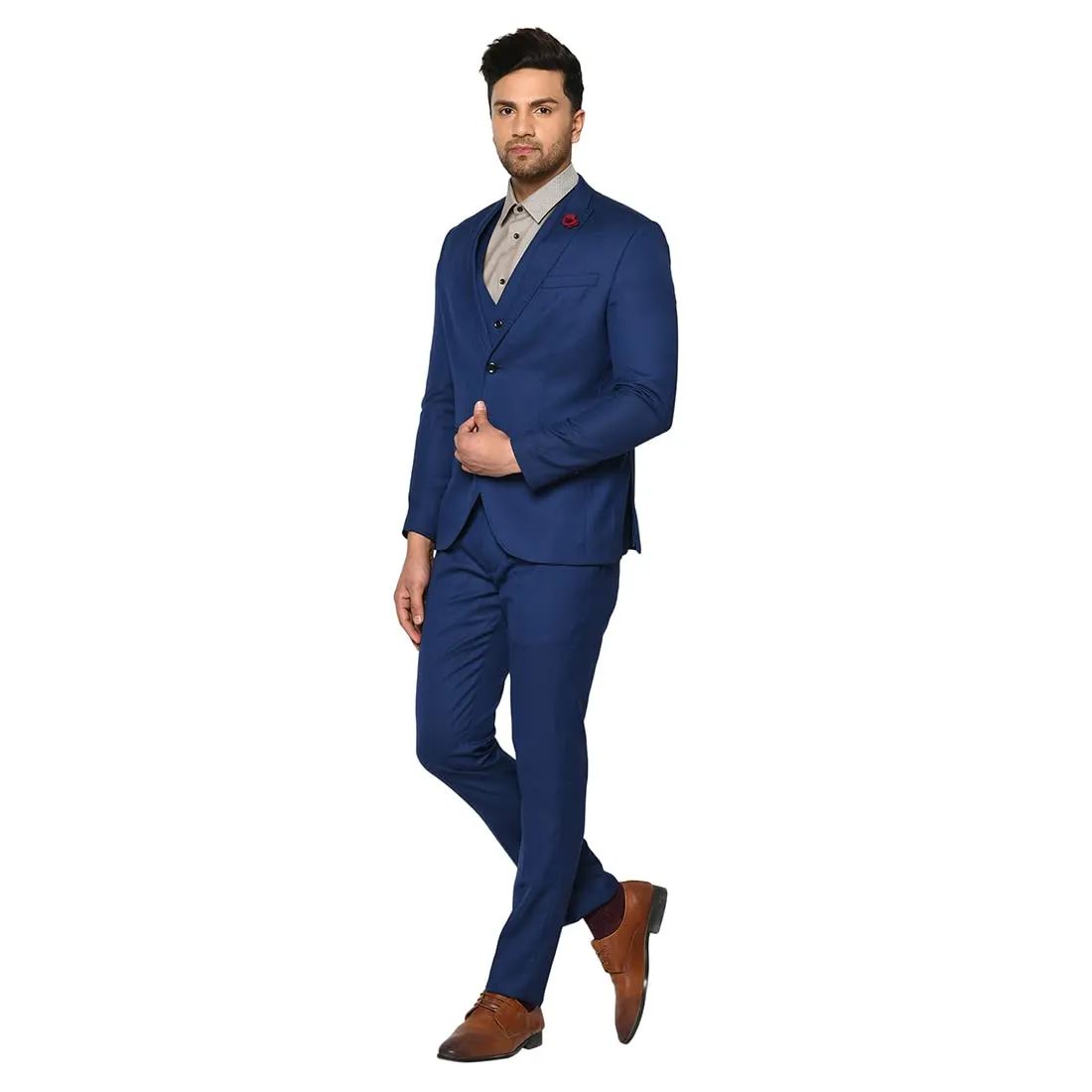 blackberrys Men's 3 Piece Slim Fit Suits (Size: 38)-LX-WISDOM3# Blue