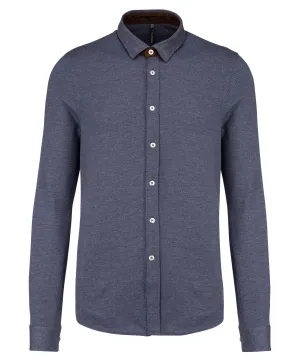 Blue - Long-sleeved jacquard knit shirt