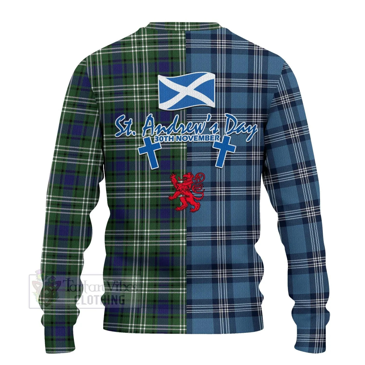 Blyth Tartan Knitted Sweater Happy St. Andrew's Day Half Tartan Style