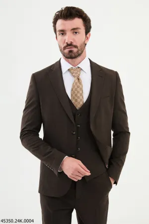 Bojoni Belmonte Brown Plaid Classic Slim Fit Suit