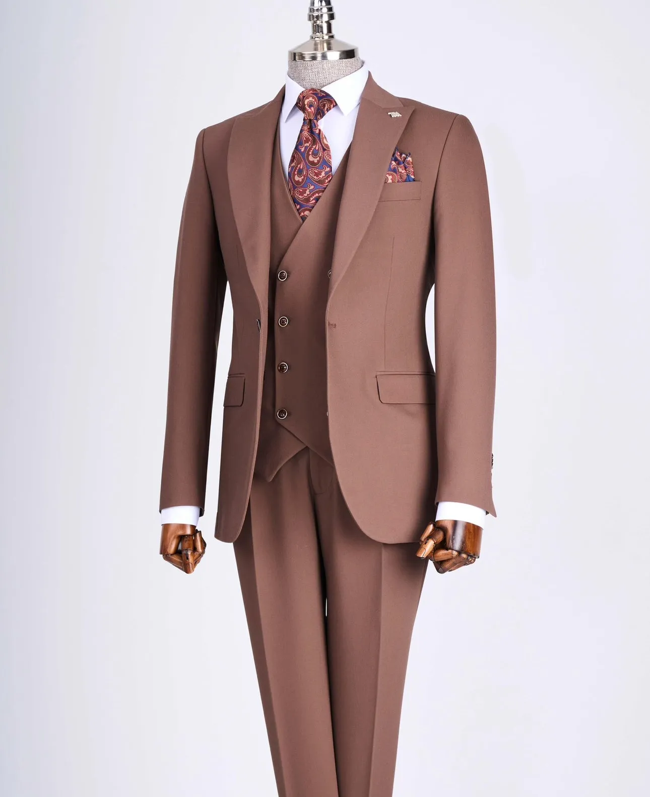 Bojoni Chicago Slim Fit Special Design Tile Suit