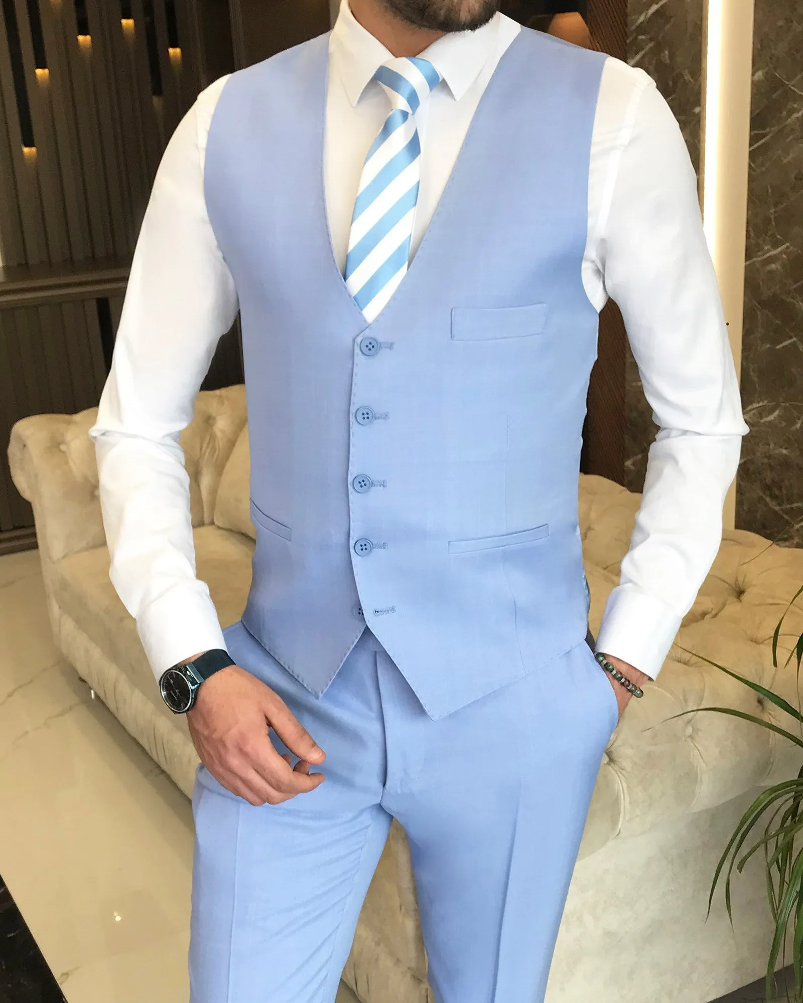 Bojoni Montreal Slim Fit Sky Blue Suit