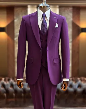 Bojoni Oxford Purple Slim Fit Suit