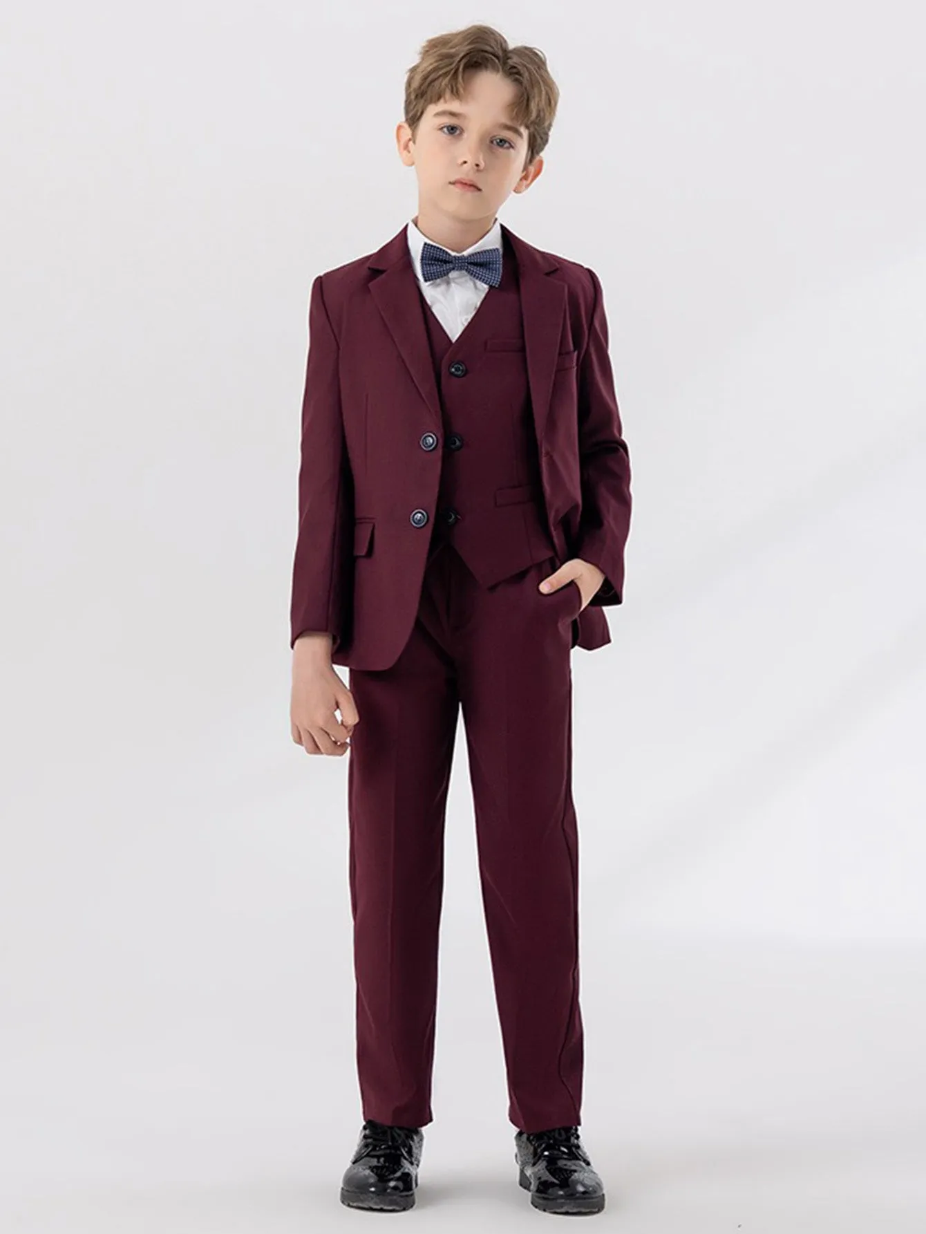 Boys' gentleman suit (shirt   jacket   vest   pants   bow tie)