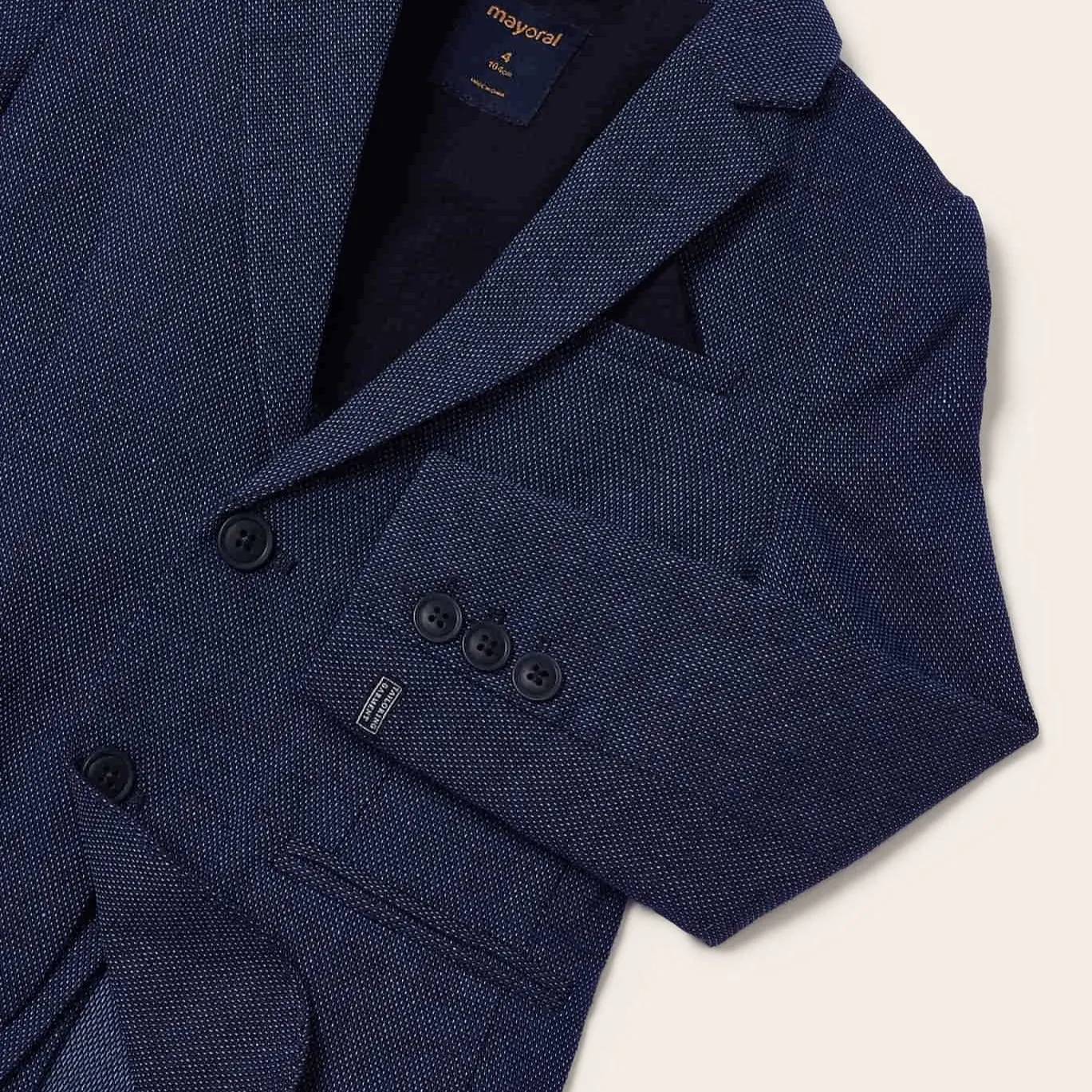 Boys Navy Blue Cotton & Linen Suit.