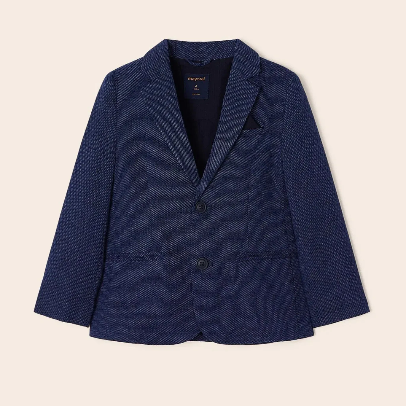 Boys Navy Blue Cotton & Linen Suit.