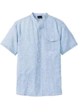 Bpc Selection Short Sleeve Linen Shirt, Light Blue