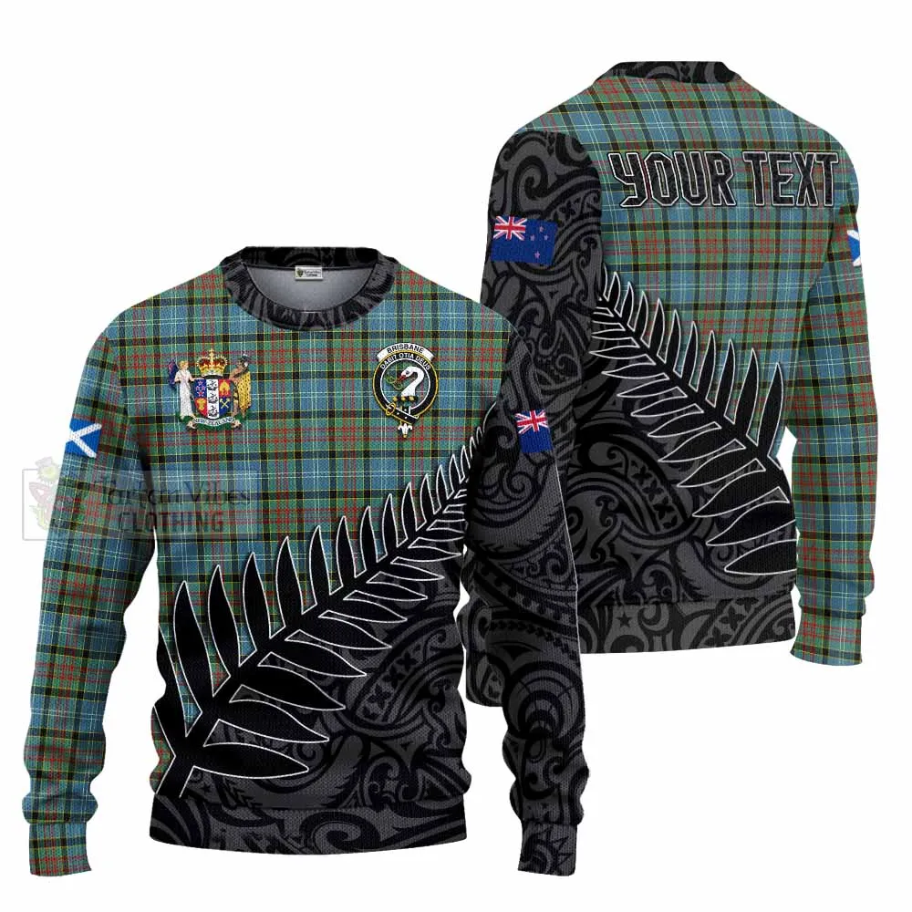 Brisbane Crest Tartan Knitted Sweater with New Zealand Silver Fern Half Style