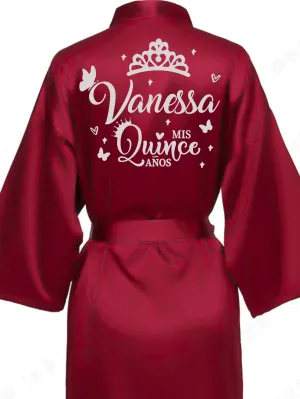 Burgundy with Silver robe for quinceanera