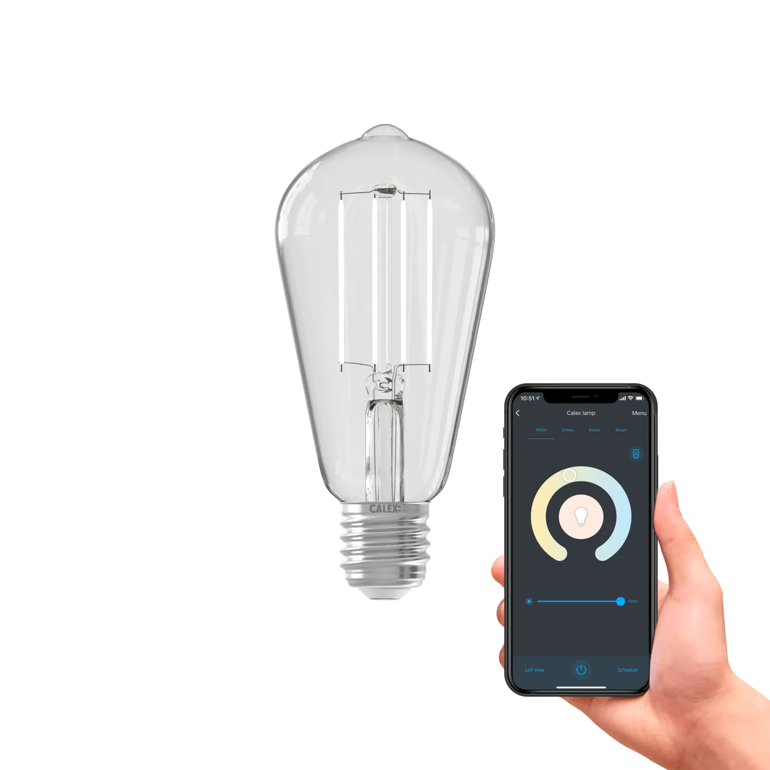 Calex Smart LED Bulb - Filament - ST64 - Clear - E27 - 7W - CCT