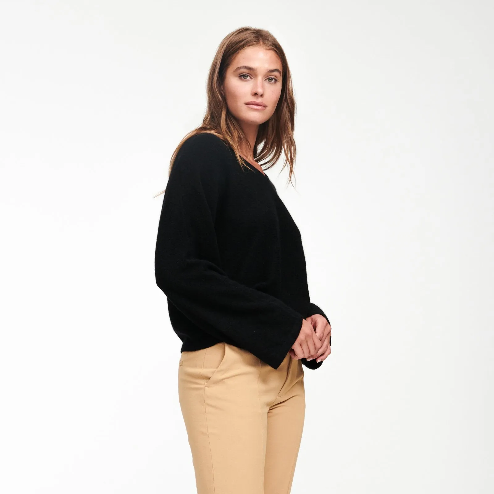 Cashmere Wide Sleeve V-Neck Sweater