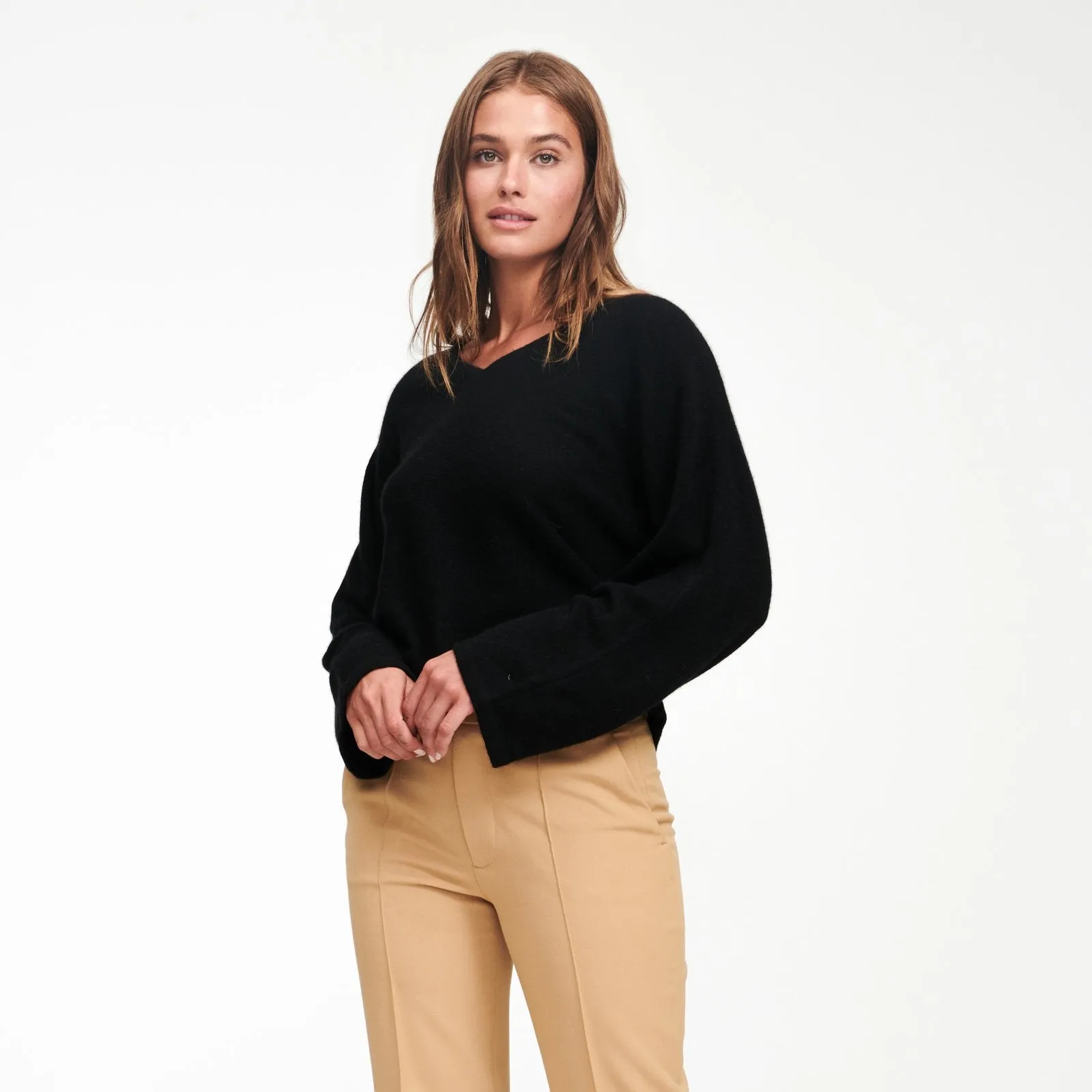 Cashmere Wide Sleeve V-Neck Sweater