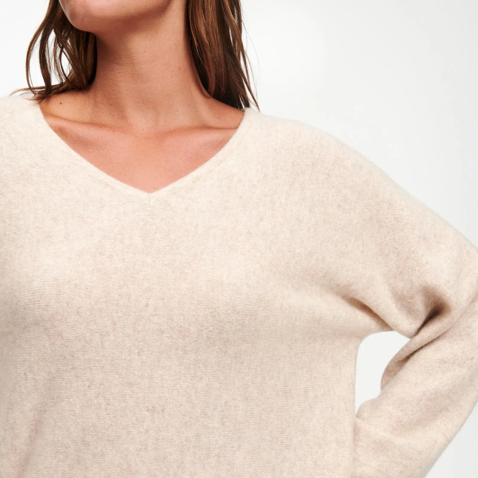 Cashmere Wide Sleeve V-Neck Sweater