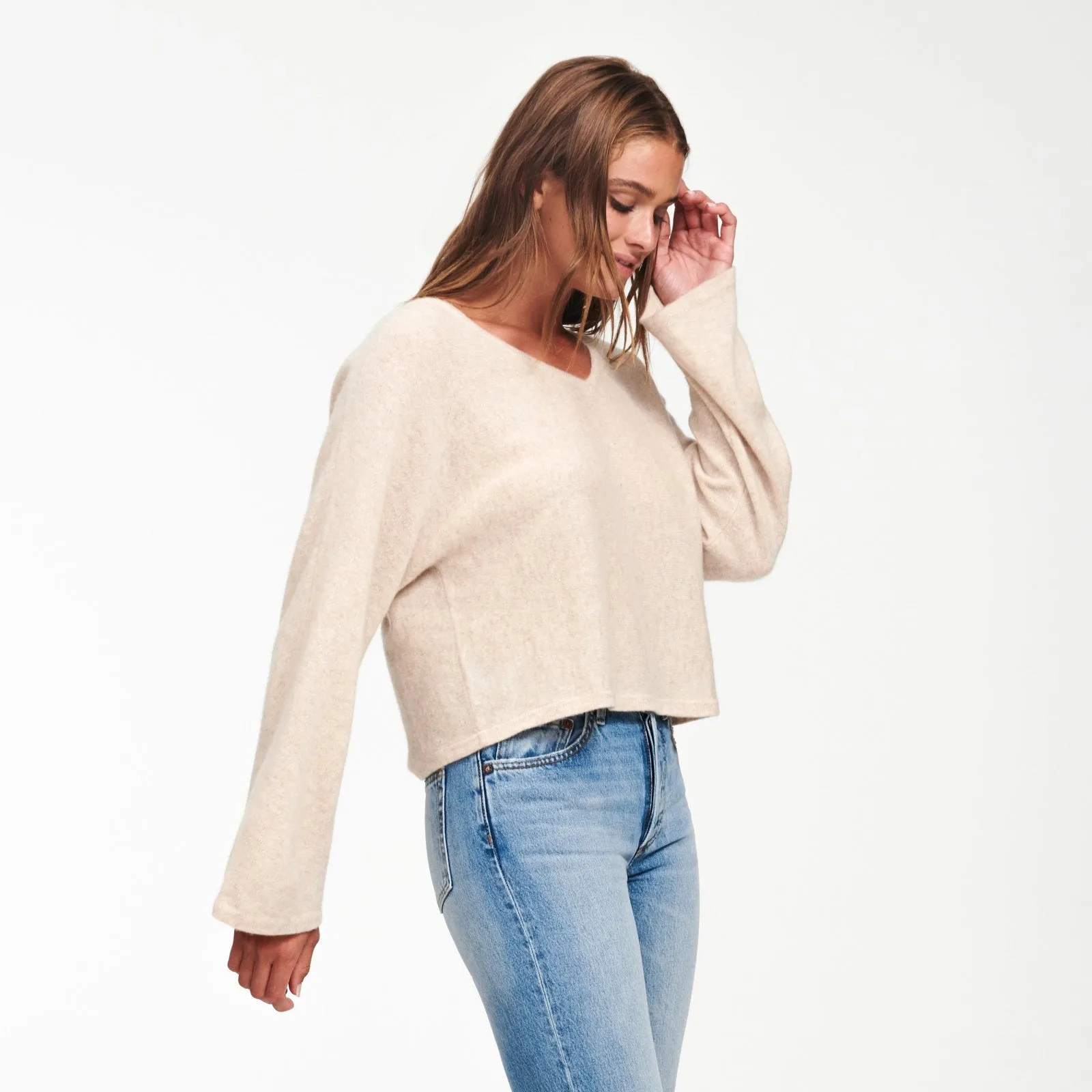 Cashmere Wide Sleeve V-Neck Sweater