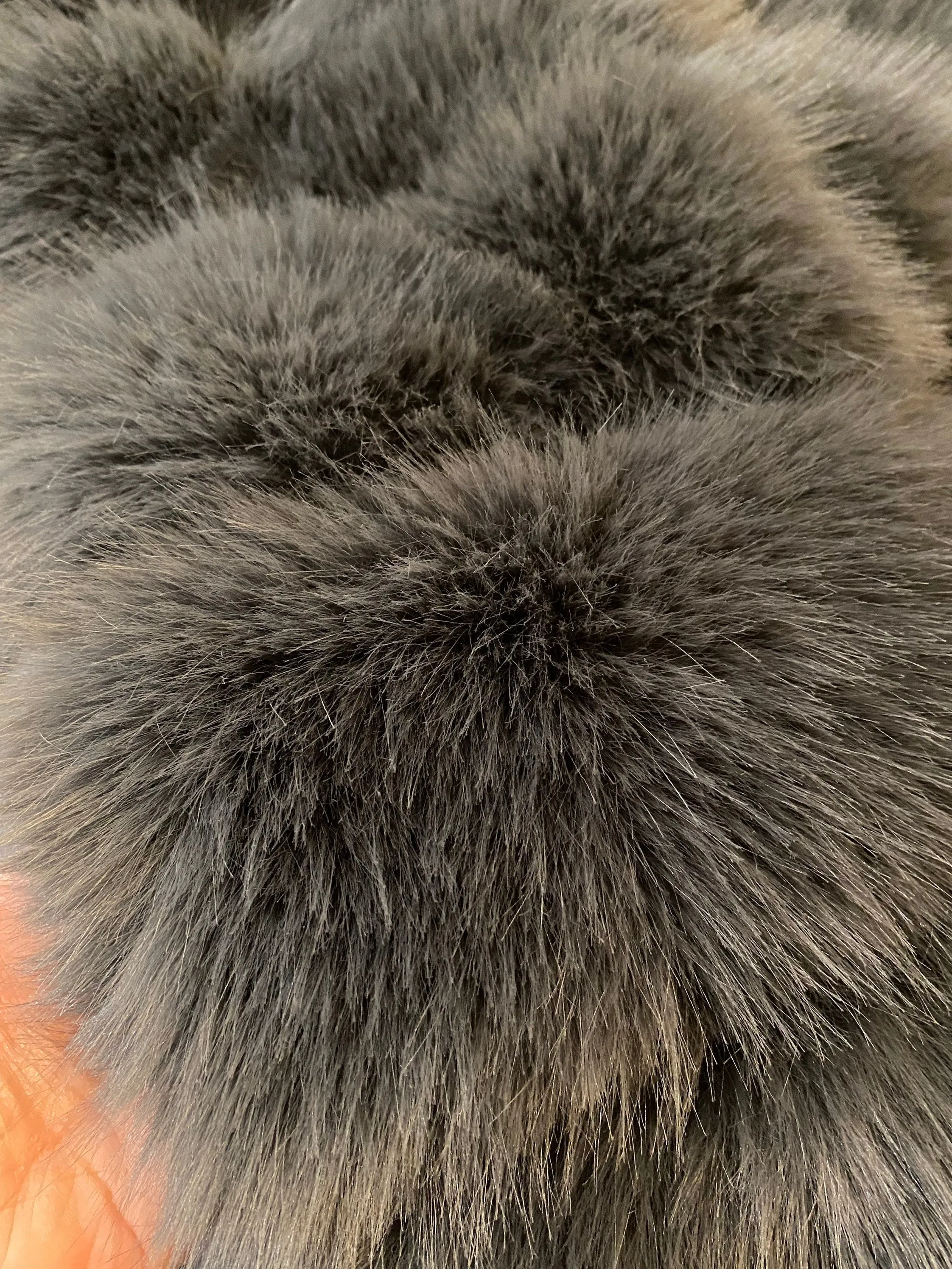 Charcoal Grey Faux Fur Jacket With 5 Rows