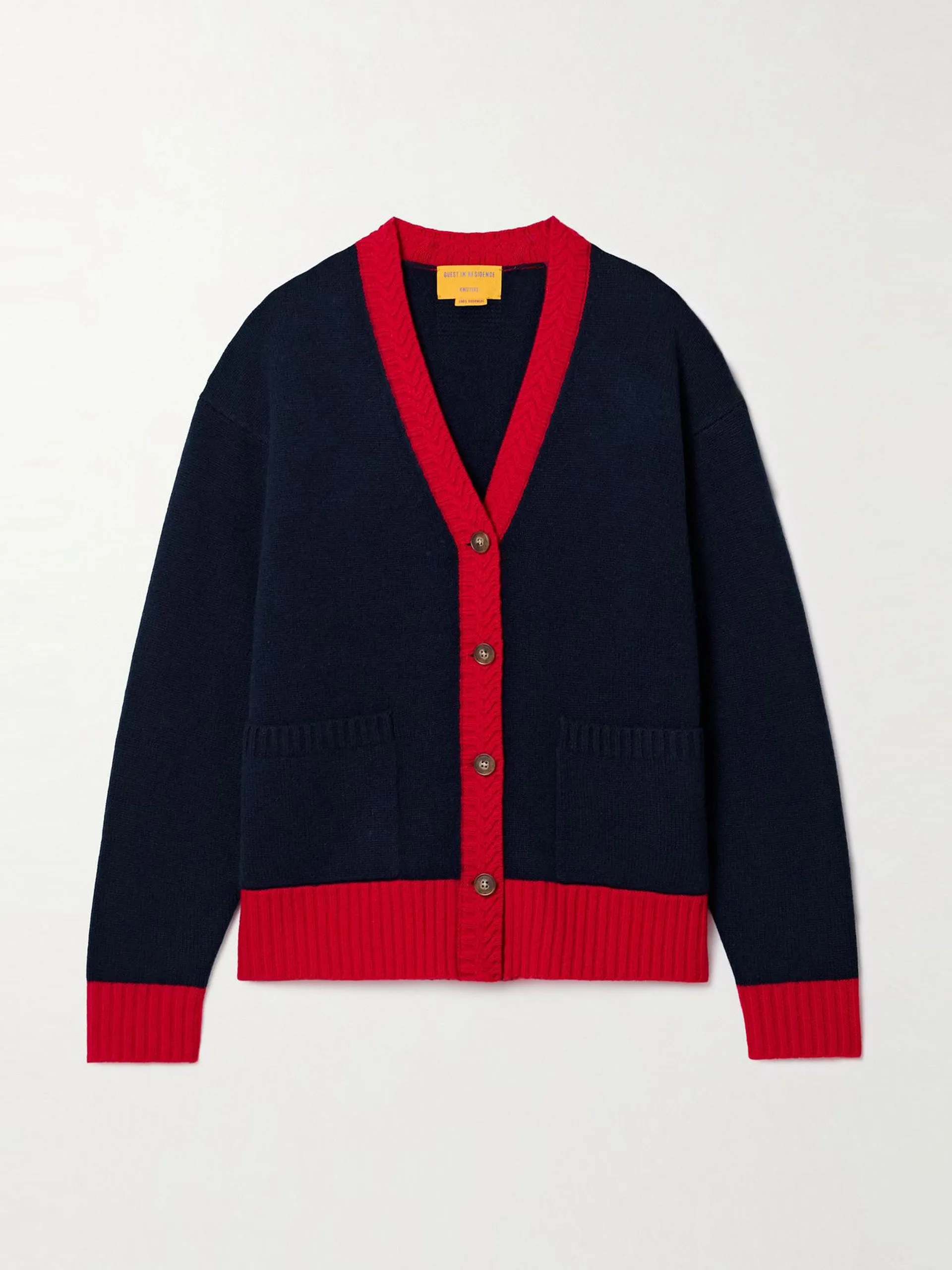 Color-block cashmere cardigan