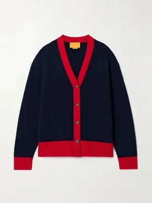 Color-block cashmere cardigan