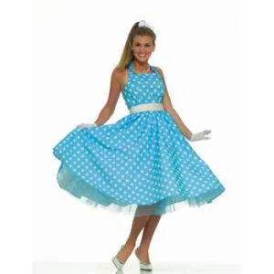 Costume femme robe bleue à pois années 50 (STD)