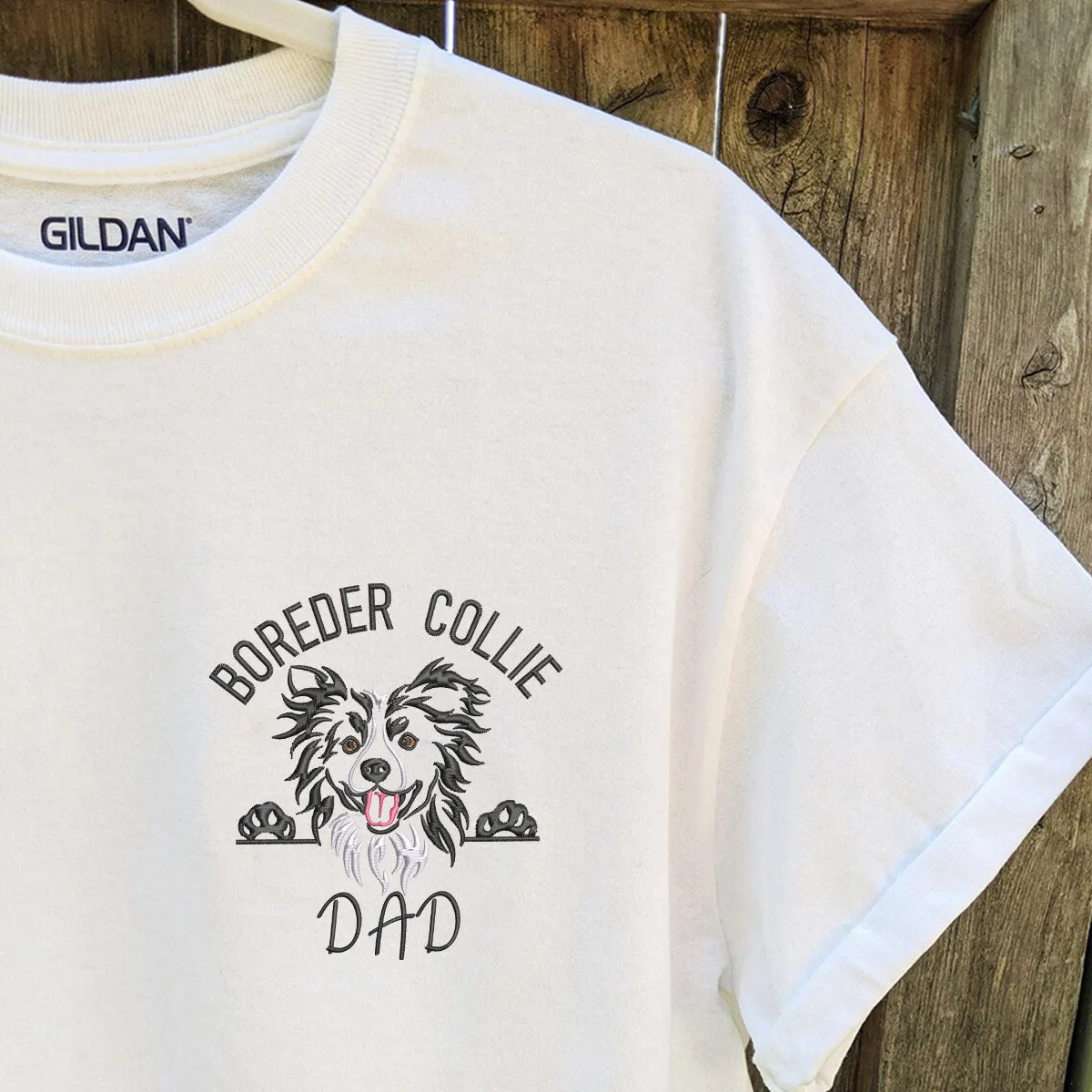 Custom Border Collie Dog Dad Embroidered Collar Shirt, Personalized Shirt with Dog Name, Best Gifts For Boxer Lovers