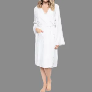 Cyberjammies - Rose Embroidered Robe - White