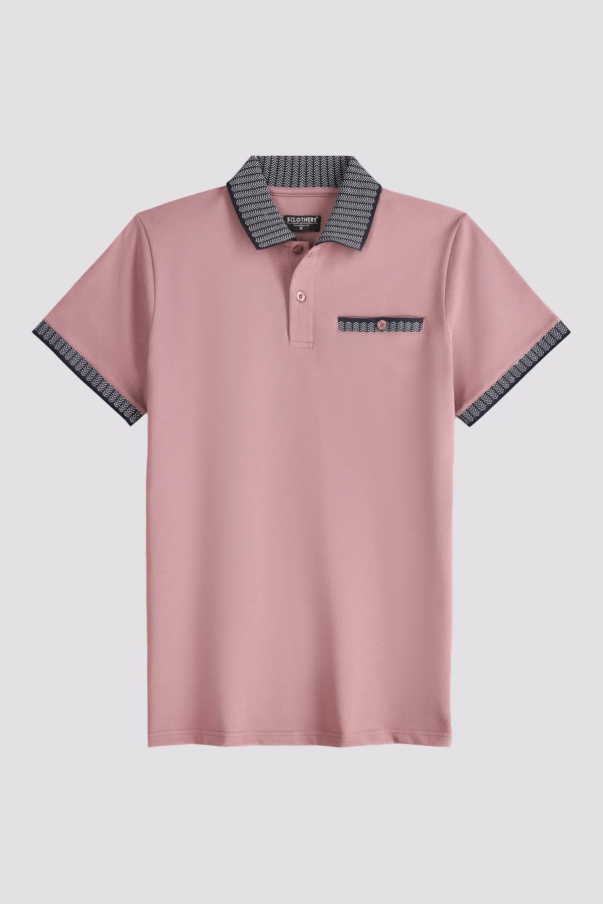 Dusky Pink Jacquard Collar Polo Shirt - A24 - MP0261R