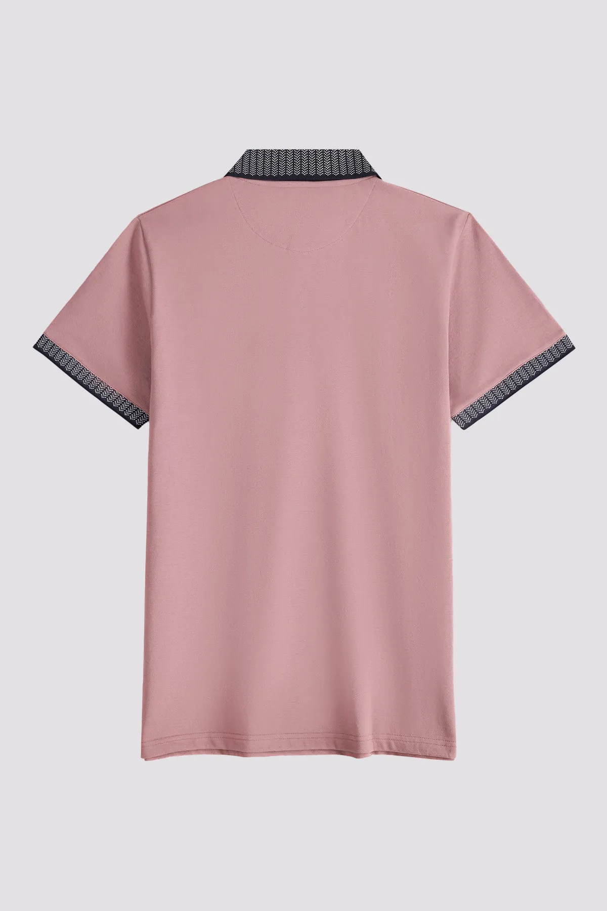 Dusky Pink Jacquard Collar Polo Shirt - A24 - MP0261R