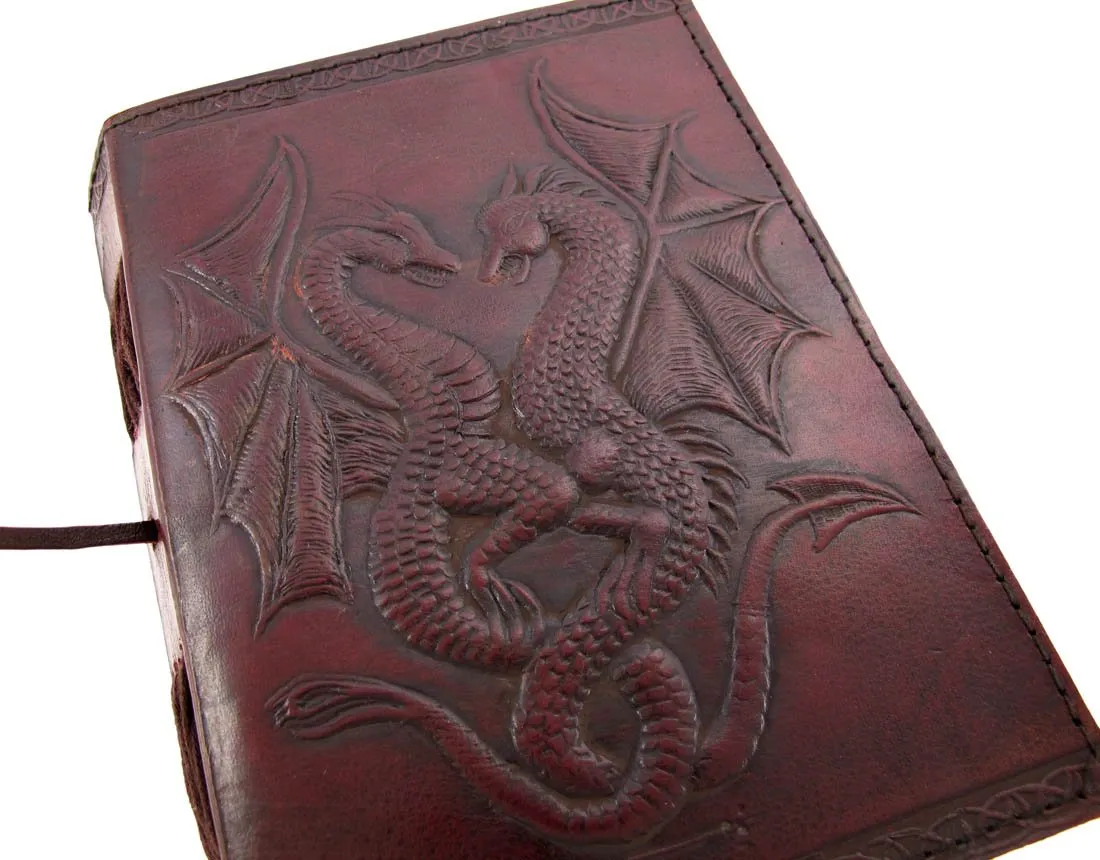 Embossed leather dual dragons 120 leaf journal