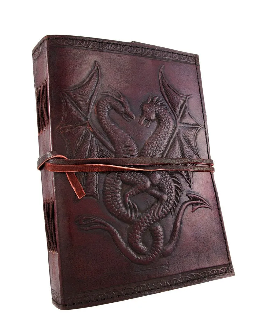 Embossed leather dual dragons 120 leaf journal