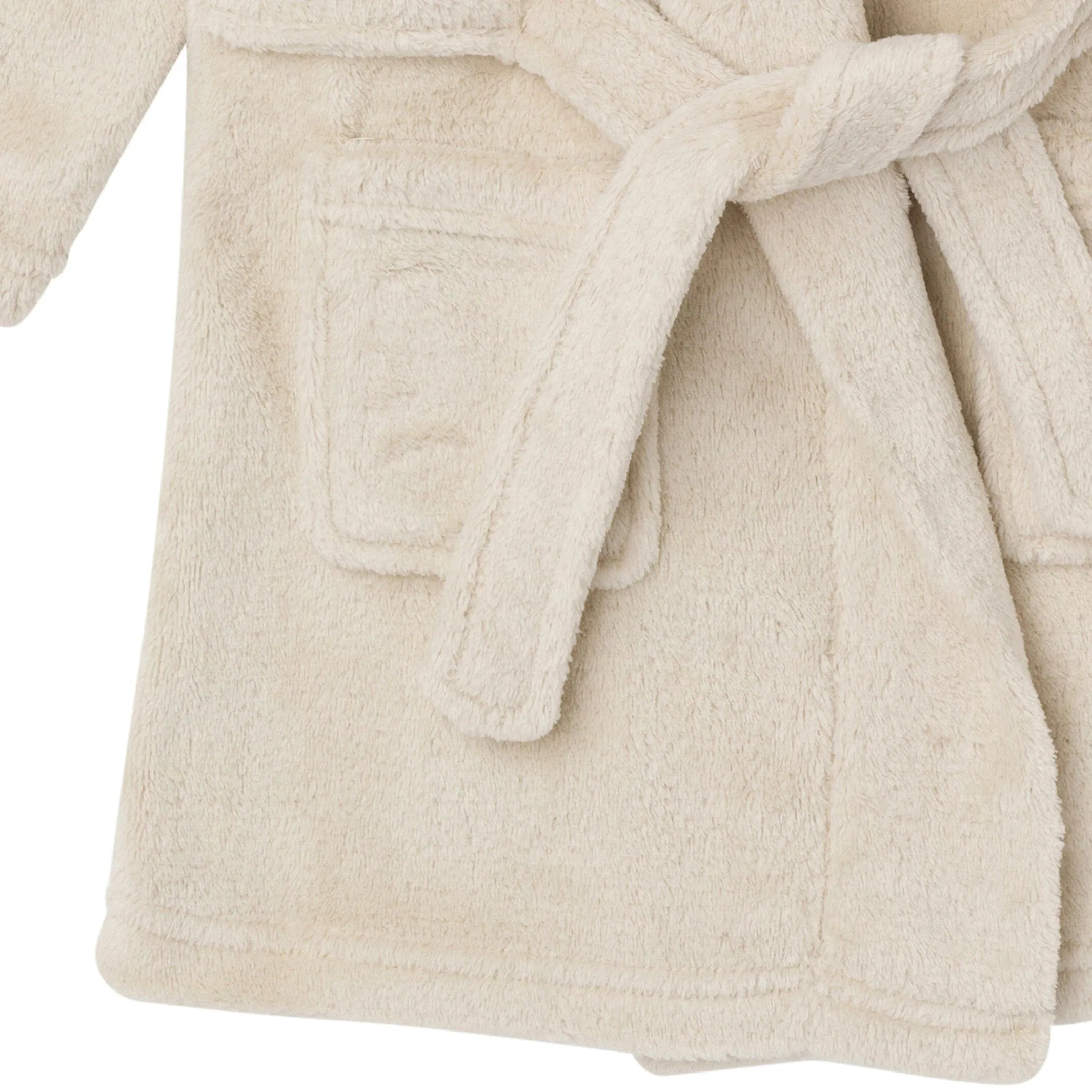 Embroidered Infant & Toddler Neutral Light Beige Shawl Collar Robe