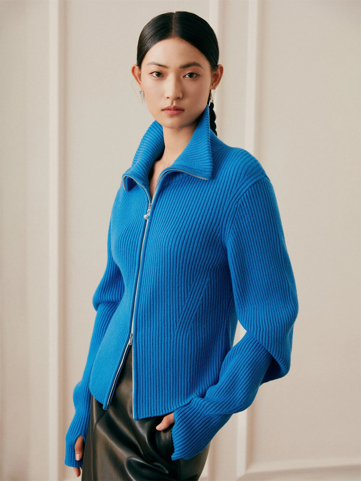 EP YAYING Wool Cashmere Knitted Cardigan