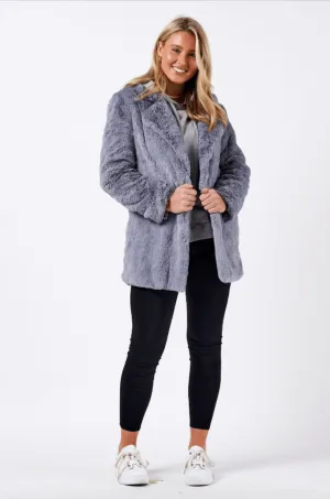 Faux Fur Long Coat | Grey