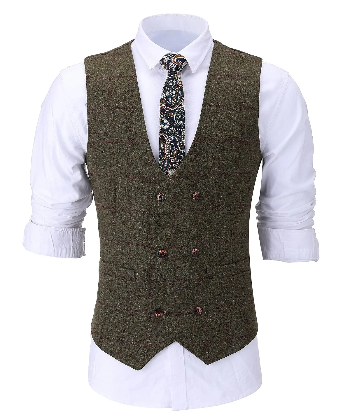 Formal 3 Pieces Tweed Plaid Notch Lapel Mens Suit (Blazer vest Pants)