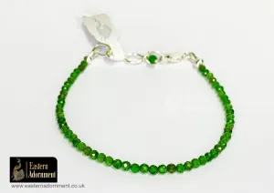 Green Chrome Diopside Micro Cut Bead Bracelet