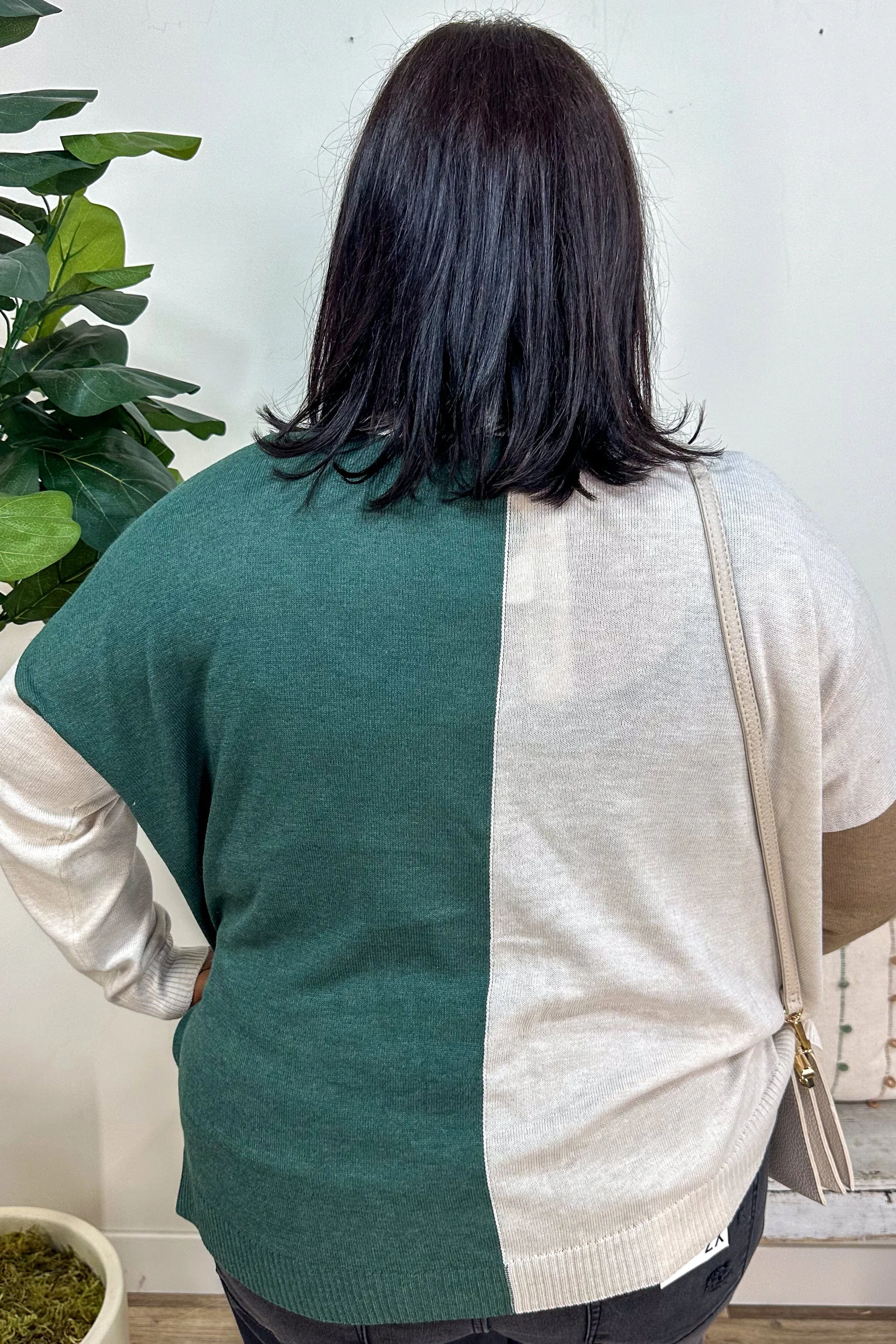 Green Colorblock Sweater