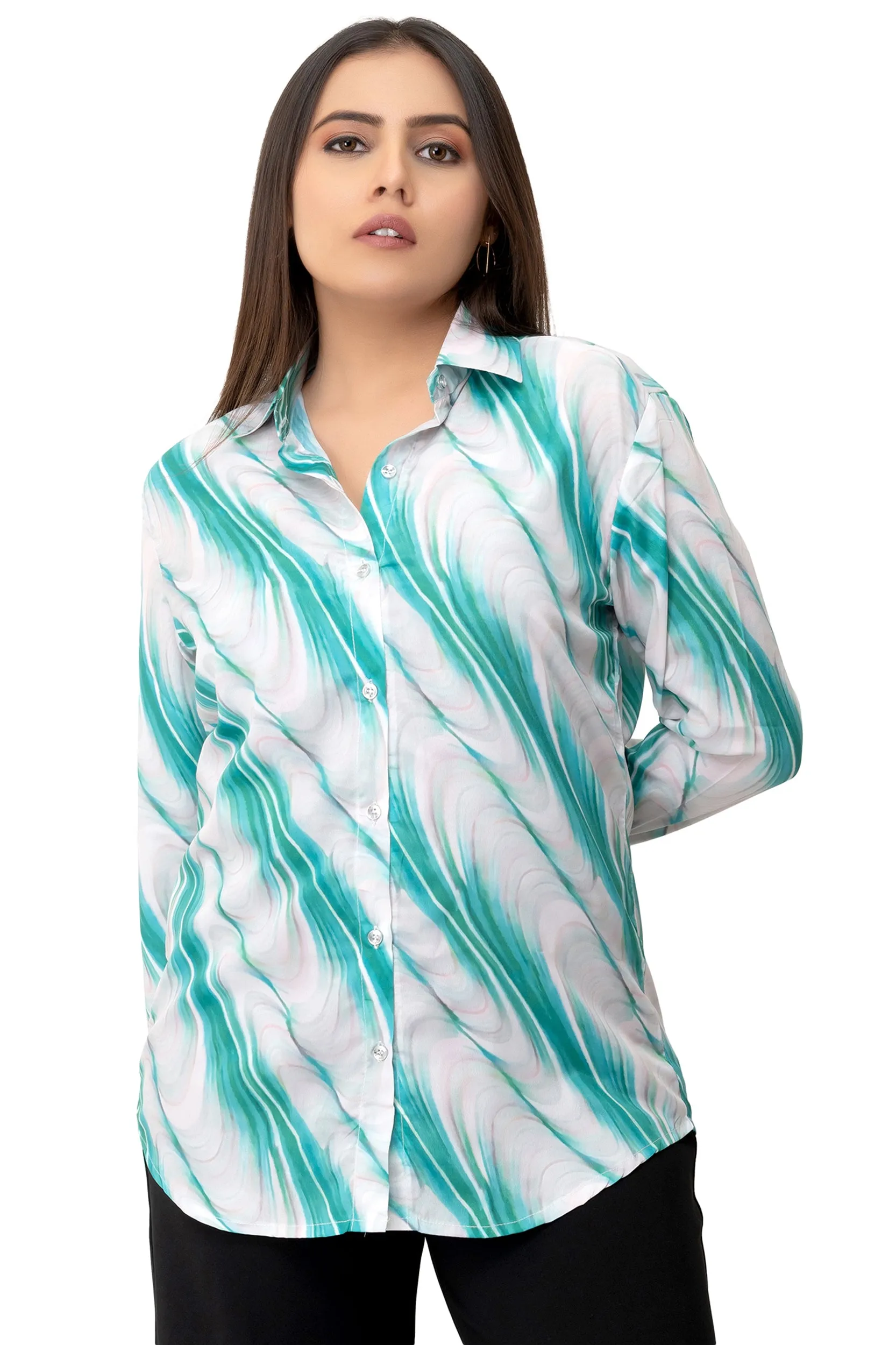 Green Wave Glam Printed Shirt